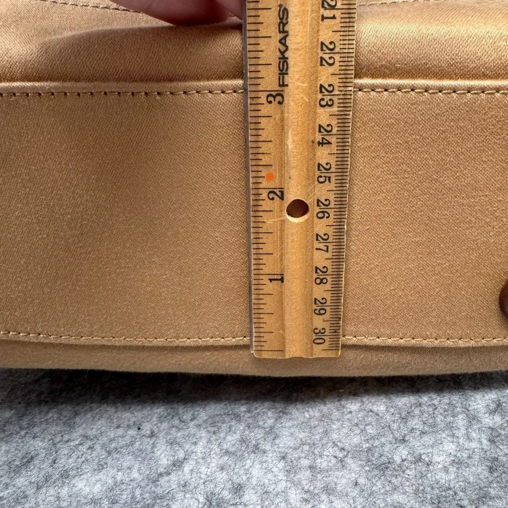 Fossil Canvas Handbag Leather Trim Circle Ring Handles Boho Hobo Wood Key